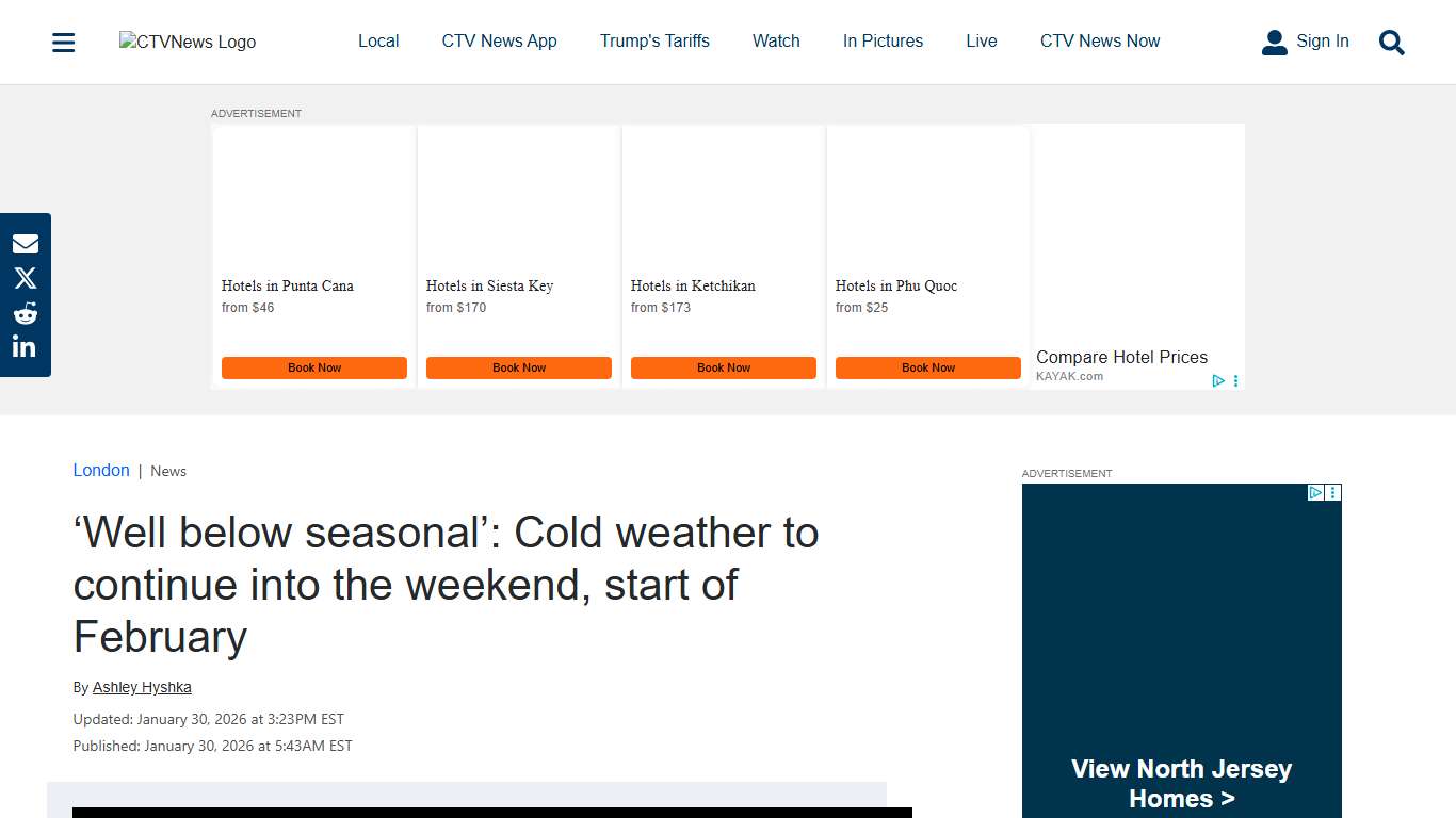 London and area forecast for Jan. 30, 2026